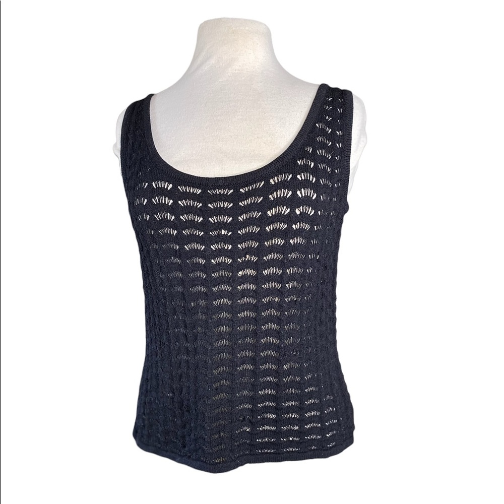 St John scalloped knit tank sleeveless, see through size: M